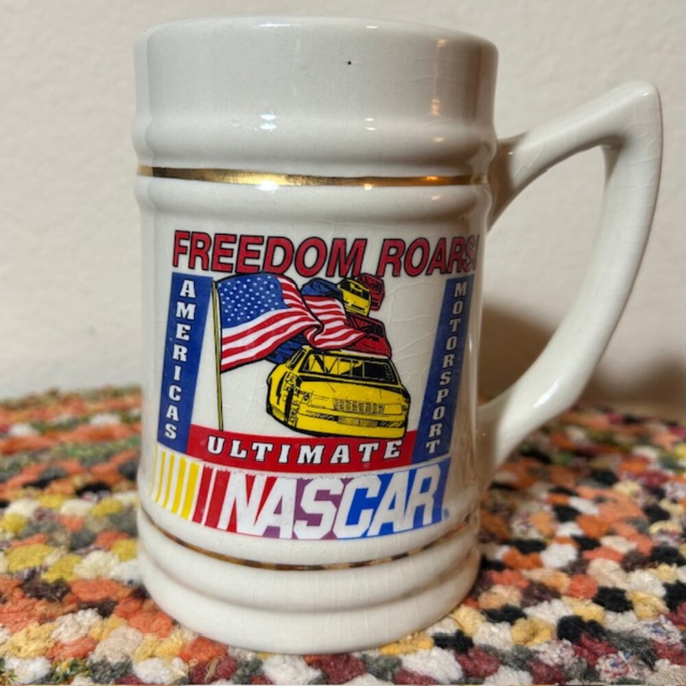 Vintage NASCAR "Freedom Roars" Commemorative Ceramic Beer Stein